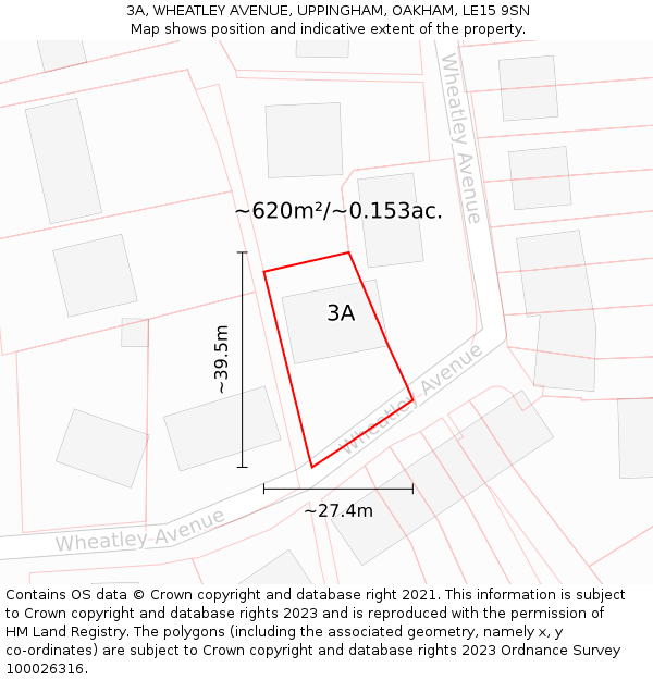 3A, WHEATLEY AVENUE, UPPINGHAM, OAKHAM, LE15 9SN: Plot and title map