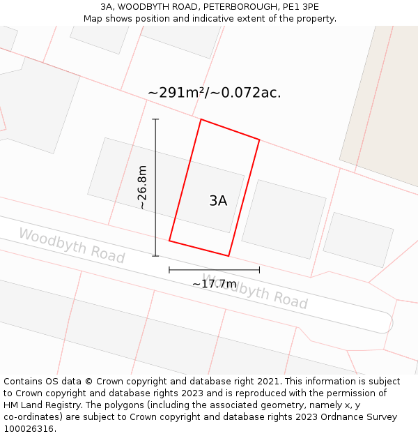 3A, WOODBYTH ROAD, PETERBOROUGH, PE1 3PE: Plot and title map