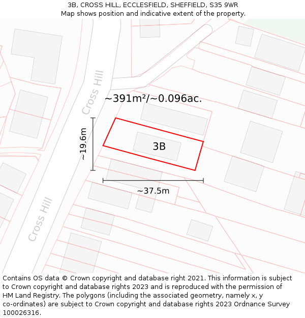 3B, CROSS HILL, ECCLESFIELD, SHEFFIELD, S35 9WR: Plot and title map