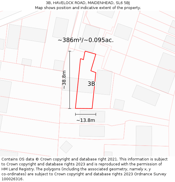 3B, HAVELOCK ROAD, MAIDENHEAD, SL6 5BJ: Plot and title map