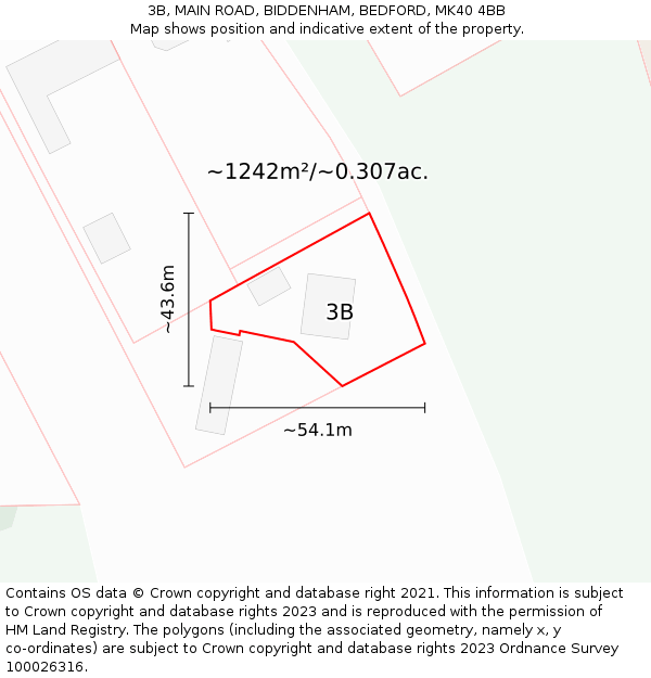 3B, MAIN ROAD, BIDDENHAM, BEDFORD, MK40 4BB: Plot and title map