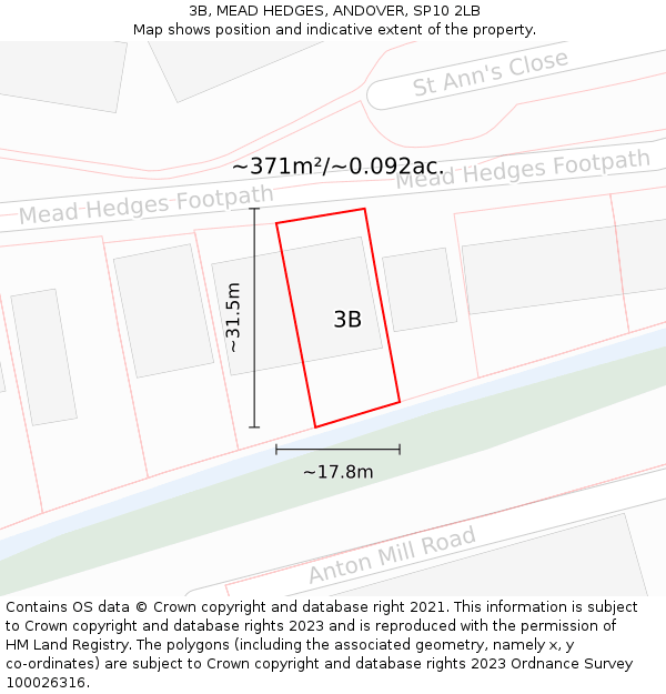 3B, MEAD HEDGES, ANDOVER, SP10 2LB: Plot and title map