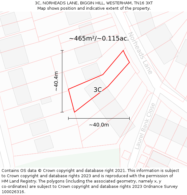 3C, NORHEADS LANE, BIGGIN HILL, WESTERHAM, TN16 3XT: Plot and title map
