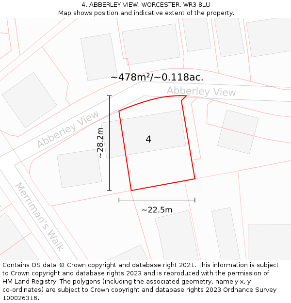 4, ABBERLEY VIEW, WORCESTER, WR3 8LU: Plot and title map