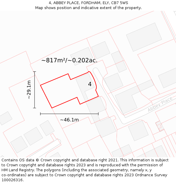 4, ABBEY PLACE, FORDHAM, ELY, CB7 5WS: Plot and title map