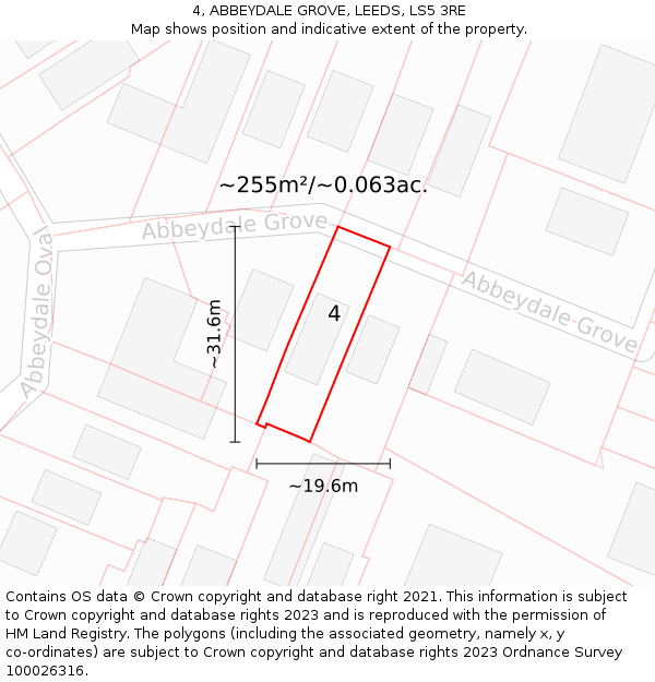 4, ABBEYDALE GROVE, LEEDS, LS5 3RE: Plot and title map