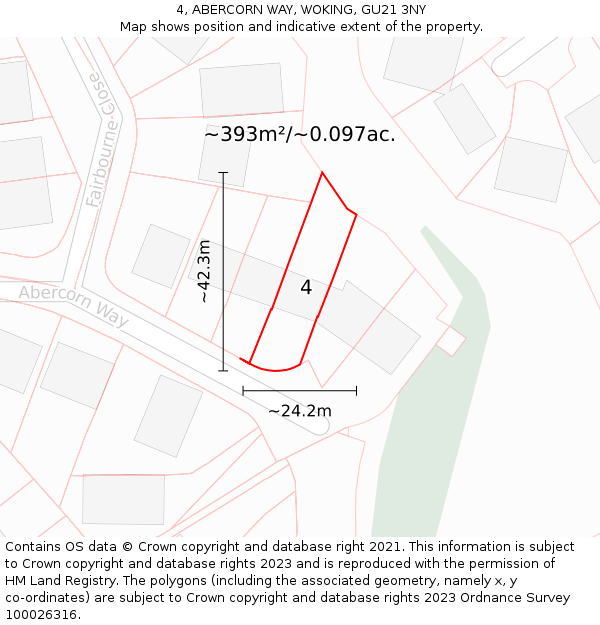 4, ABERCORN WAY, WOKING, GU21 3NY: Plot and title map
