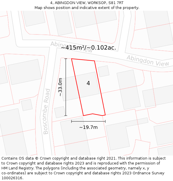 4, ABINGDON VIEW, WORKSOP, S81 7RT: Plot and title map