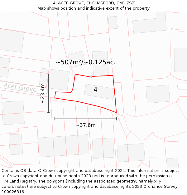 4, ACER GROVE, CHELMSFORD, CM1 7SZ: Plot and title map