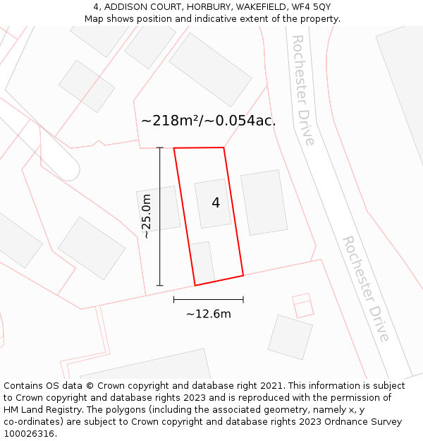 4, ADDISON COURT, HORBURY, WAKEFIELD, WF4 5QY: Plot and title map