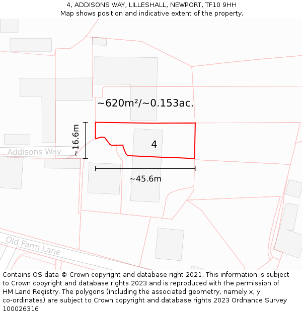 4, ADDISONS WAY, LILLESHALL, NEWPORT, TF10 9HH: Plot and title map