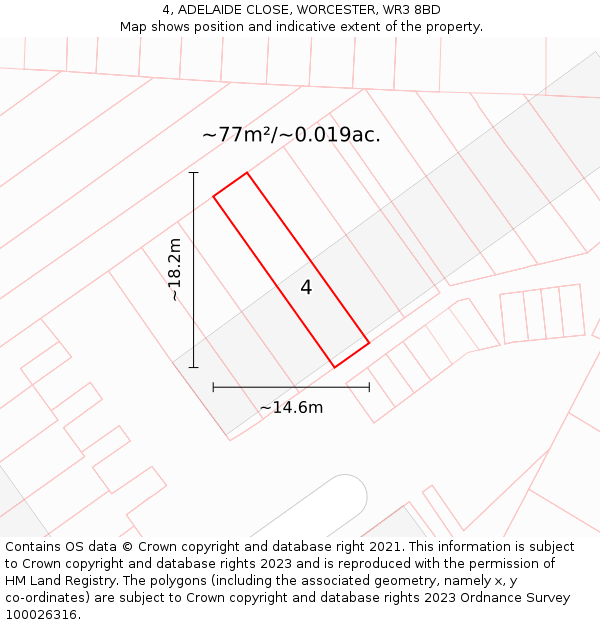 4, ADELAIDE CLOSE, WORCESTER, WR3 8BD: Plot and title map