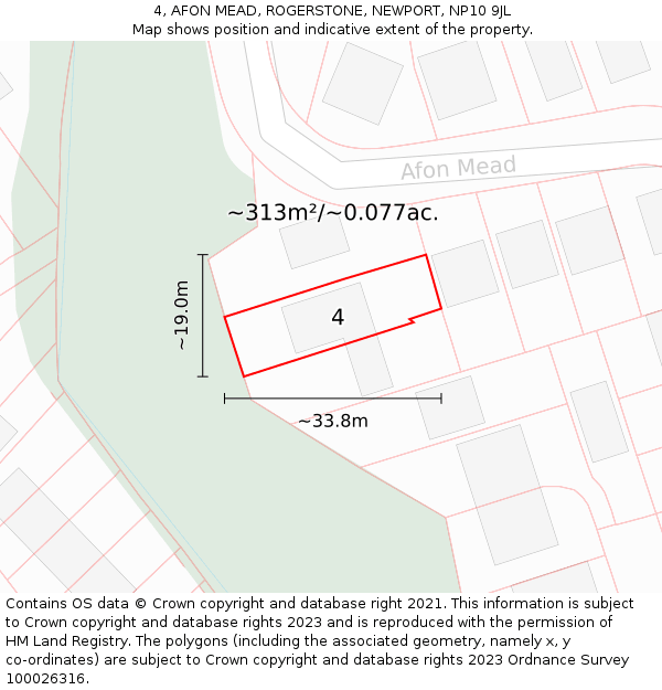 4, AFON MEAD, ROGERSTONE, NEWPORT, NP10 9JL: Plot and title map