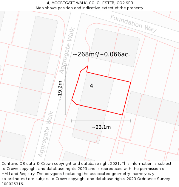 4, AGGREGATE WALK, COLCHESTER, CO2 9FB: Plot and title map