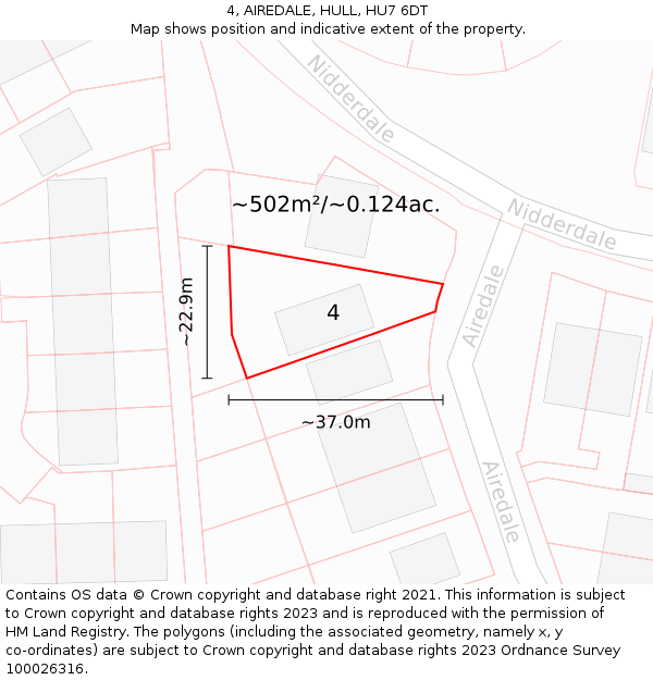 4, AIREDALE, HULL, HU7 6DT: Plot and title map