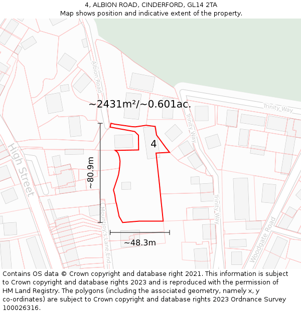 4, ALBION ROAD, CINDERFORD, GL14 2TA: Plot and title map