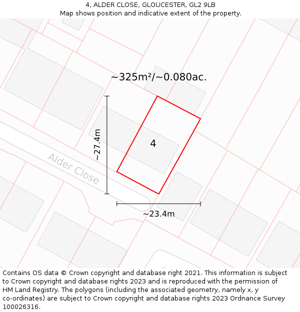 4, ALDER CLOSE, GLOUCESTER, GL2 9LB: Plot and title map