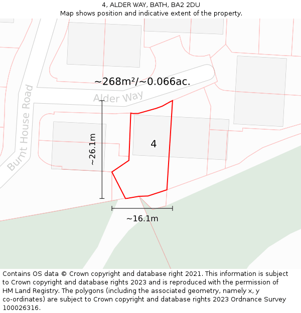 4, ALDER WAY, BATH, BA2 2DU: Plot and title map