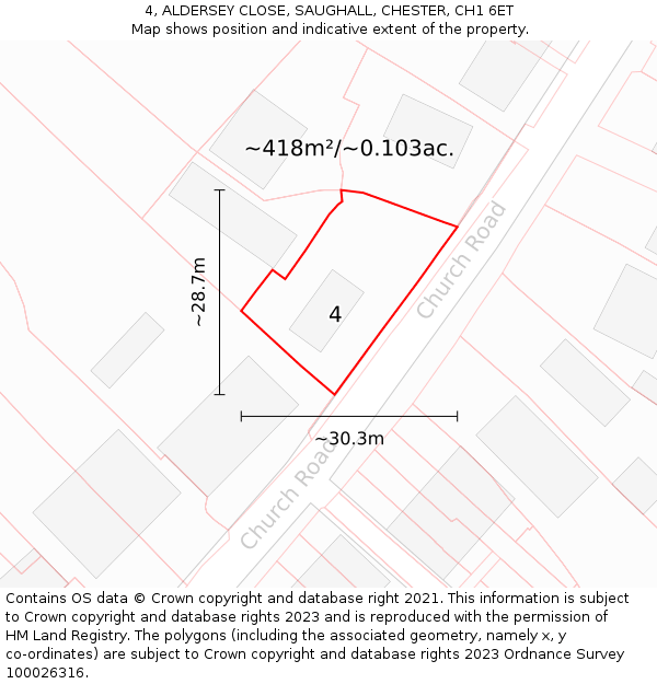 4, ALDERSEY CLOSE, SAUGHALL, CHESTER, CH1 6ET: Plot and title map