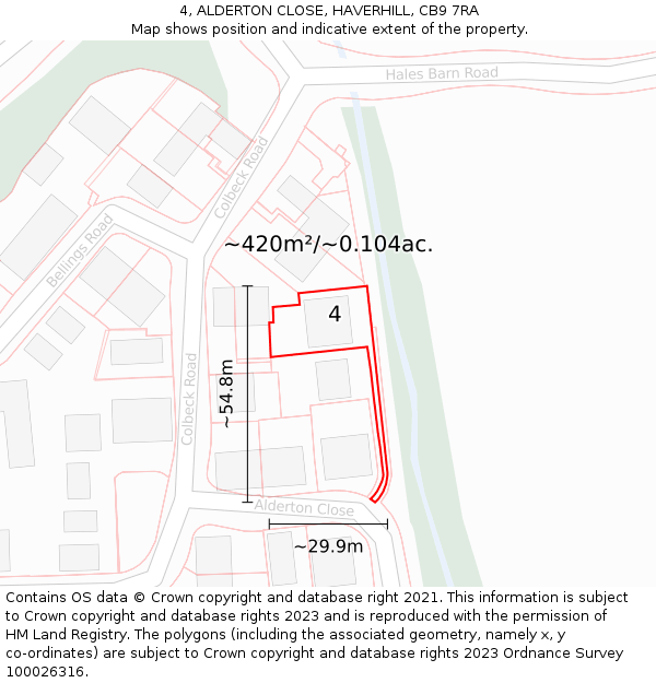 4, ALDERTON CLOSE, HAVERHILL, CB9 7RA: Plot and title map