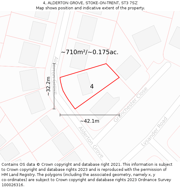 4, ALDERTON GROVE, STOKE-ON-TRENT, ST3 7SZ: Plot and title map