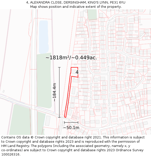 4, ALEXANDRA CLOSE, DERSINGHAM, KING'S LYNN, PE31 6YU: Plot and title map