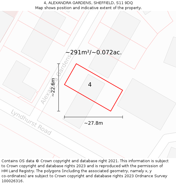 4, ALEXANDRA GARDENS, SHEFFIELD, S11 9DQ: Plot and title map
