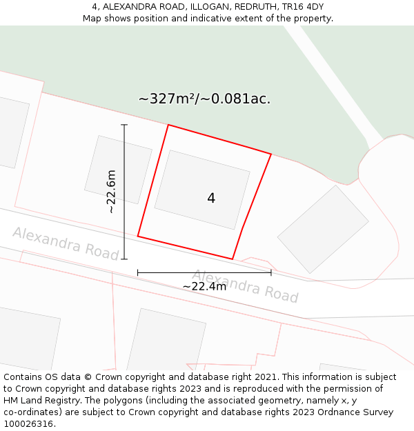4, ALEXANDRA ROAD, ILLOGAN, REDRUTH, TR16 4DY: Plot and title map