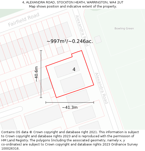 4, ALEXANDRA ROAD, STOCKTON HEATH, WARRINGTON, WA4 2UT: Plot and title map