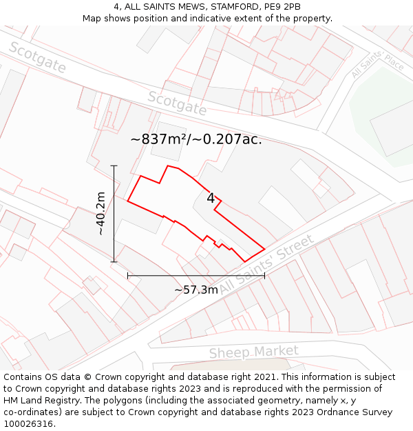 4, ALL SAINTS MEWS, STAMFORD, PE9 2PB: Plot and title map