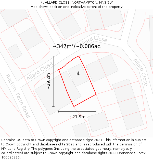 4, ALLARD CLOSE, NORTHAMPTON, NN3 5LY: Plot and title map