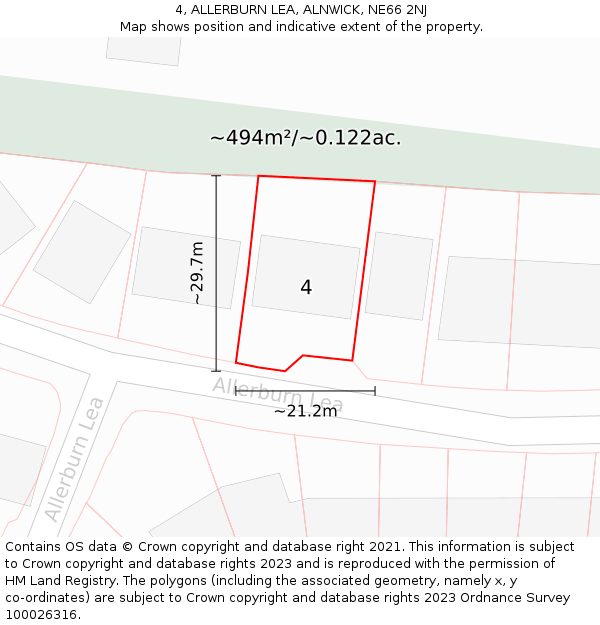 4, ALLERBURN LEA, ALNWICK, NE66 2NJ: Plot and title map