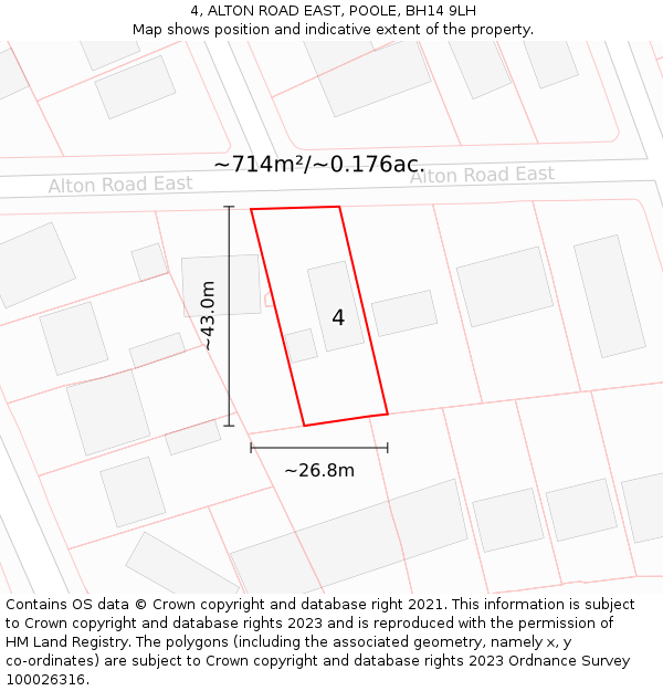 4, ALTON ROAD EAST, POOLE, BH14 9LH: Plot and title map