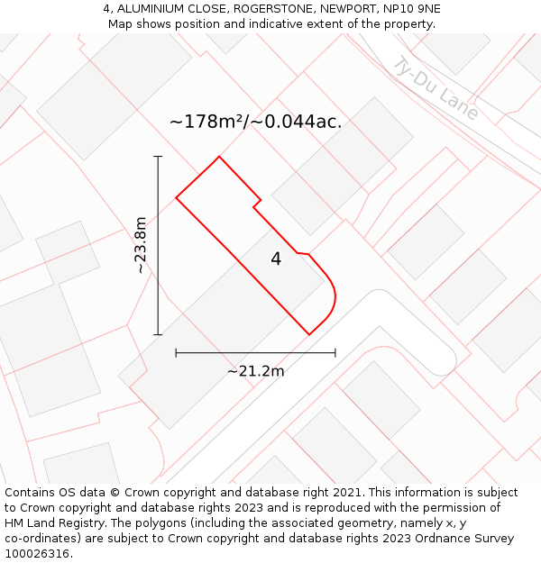 4, ALUMINIUM CLOSE, ROGERSTONE, NEWPORT, NP10 9NE: Plot and title map