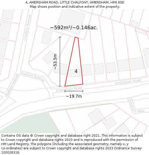4, AMERSHAM ROAD, LITTLE CHALFONT, AMERSHAM, HP6 6SE: Plot and title map