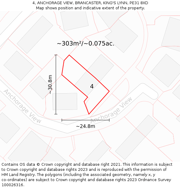 4, ANCHORAGE VIEW, BRANCASTER, KING'S LYNN, PE31 8XD: Plot and title map
