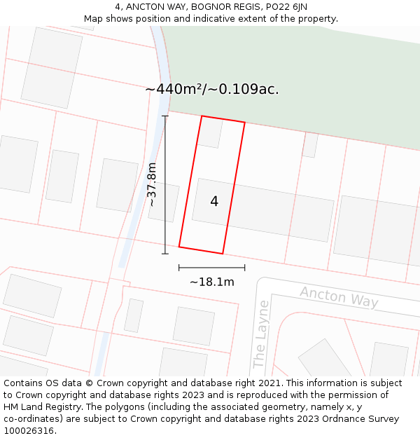 4, ANCTON WAY, BOGNOR REGIS, PO22 6JN: Plot and title map
