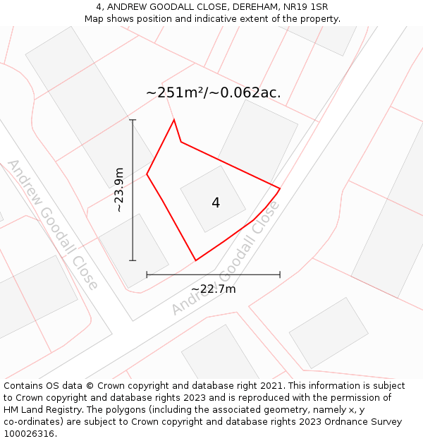 4, ANDREW GOODALL CLOSE, DEREHAM, NR19 1SR: Plot and title map