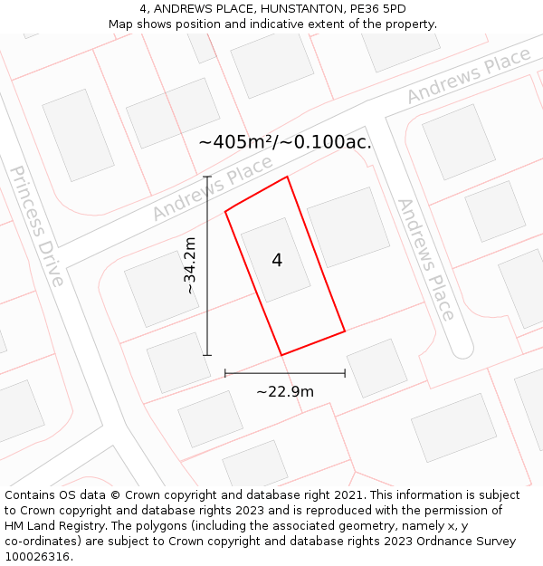 4, ANDREWS PLACE, HUNSTANTON, PE36 5PD: Plot and title map