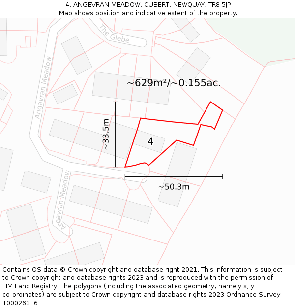 4, ANGEVRAN MEADOW, CUBERT, NEWQUAY, TR8 5JP: Plot and title map