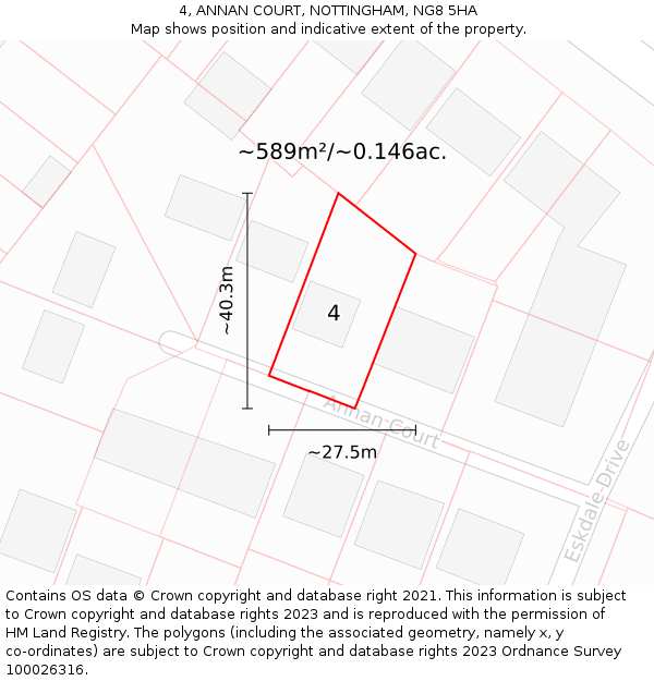 4, ANNAN COURT, NOTTINGHAM, NG8 5HA: Plot and title map