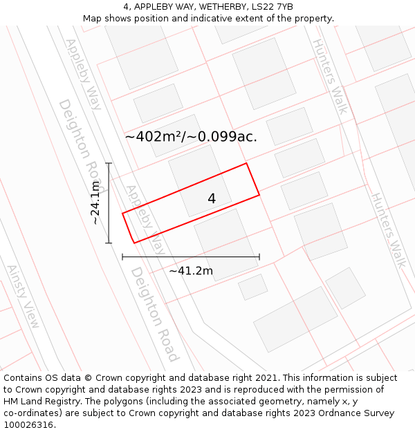 4, APPLEBY WAY, WETHERBY, LS22 7YB: Plot and title map