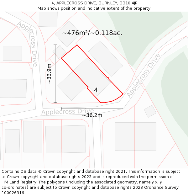 4, APPLECROSS DRIVE, BURNLEY, BB10 4JP: Plot and title map