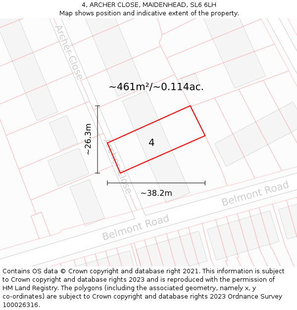 4, ARCHER CLOSE, MAIDENHEAD, SL6 6LH: Plot and title map
