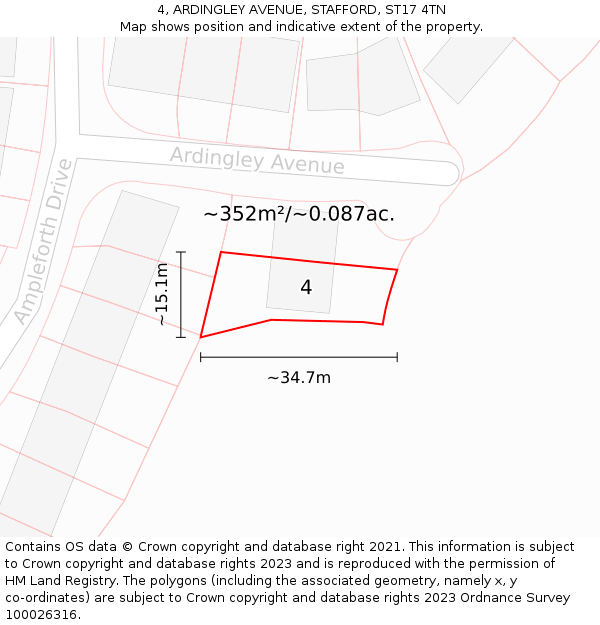4, ARDINGLEY AVENUE, STAFFORD, ST17 4TN: Plot and title map