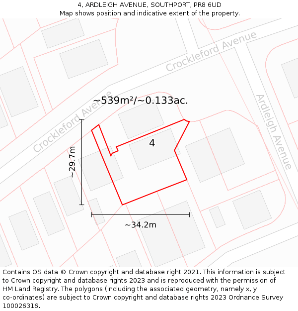 4, ARDLEIGH AVENUE, SOUTHPORT, PR8 6UD: Plot and title map