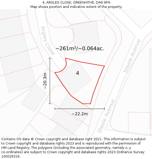4, ARGLES CLOSE, GREENHITHE, DA9 9PA: Plot and title map