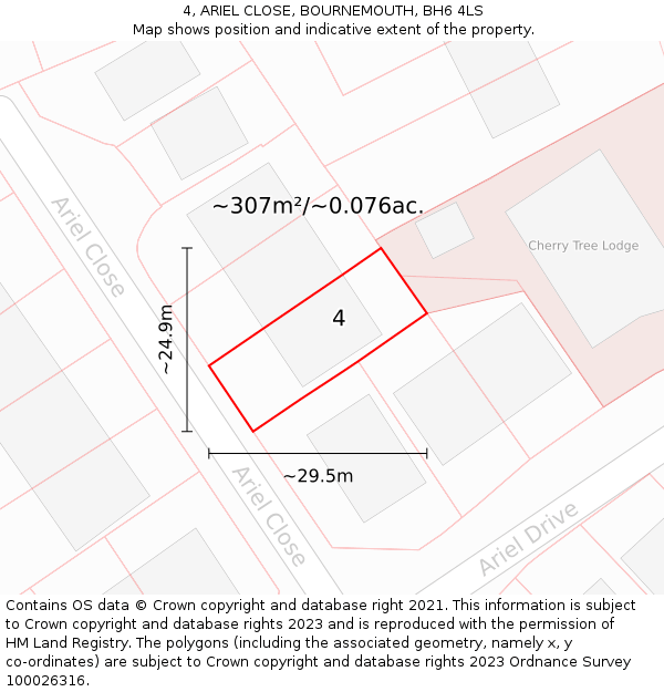 4, ARIEL CLOSE, BOURNEMOUTH, BH6 4LS: Plot and title map