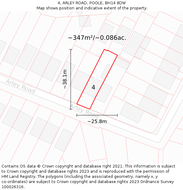 4, ARLEY ROAD, POOLE, BH14 8DW: Plot and title map