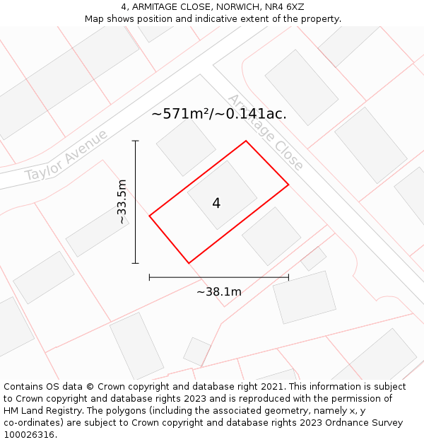 4, ARMITAGE CLOSE, NORWICH, NR4 6XZ: Plot and title map